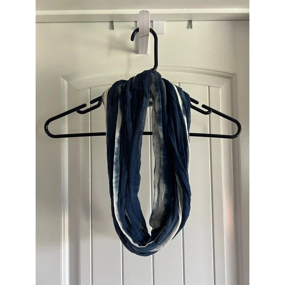 Chaps Blue and White Striped Infinity Scarf
